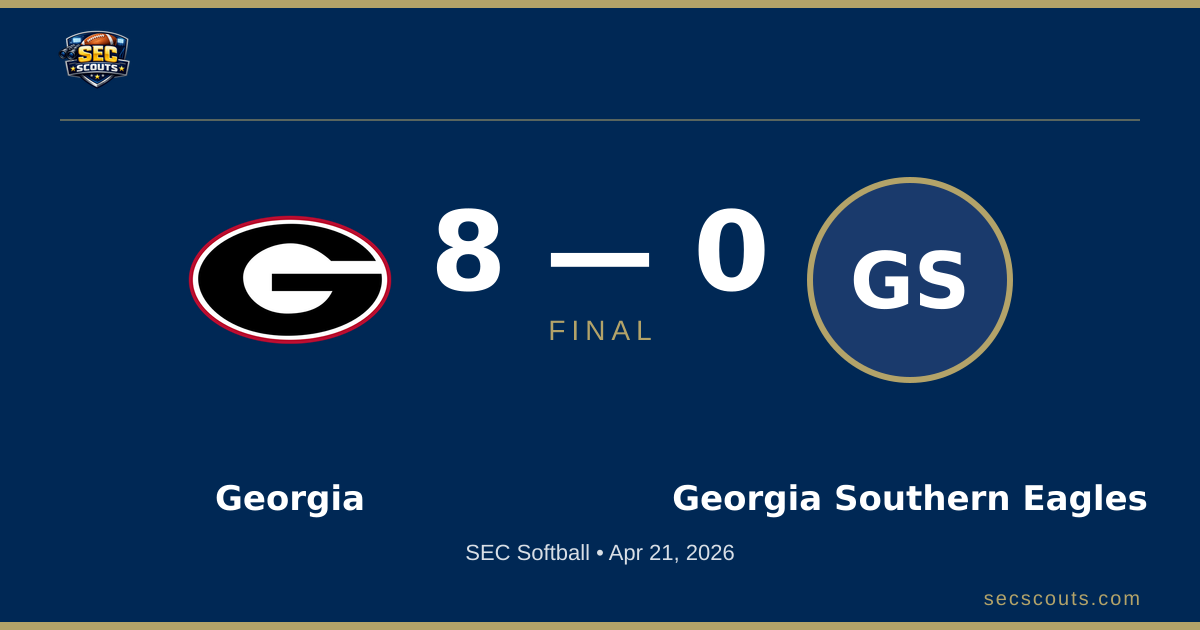 SEC Softball: Georgia Bulldogs Defeats Georgia Southern Eagles 8-0