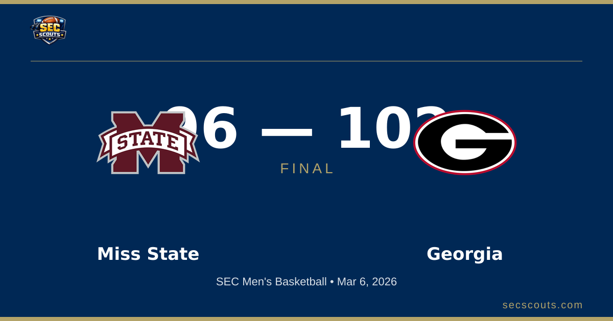 SEC Men's Basketball: Georgia Bulldogs Defeats Mississippi State Bulldogs 102-96