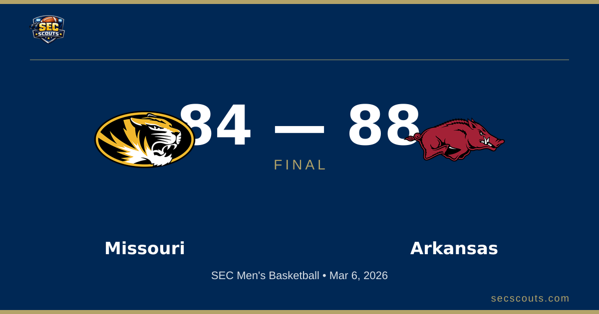 SEC Men's Basketball: Arkansas Razorbacks Defeats Missouri Tigers 88-84