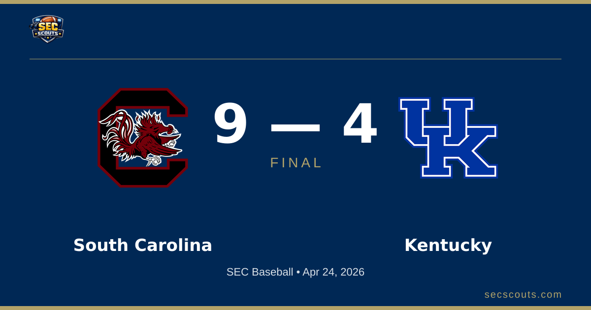 SEC Baseball: South Carolina Gamecocks Defeats Kentucky Wildcats 9-4
