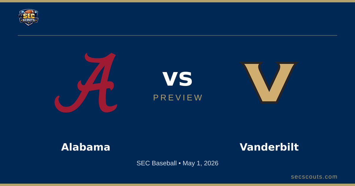 SEC Baseball Preview: Vanderbilt Commodores at Alabama Crimson Tide