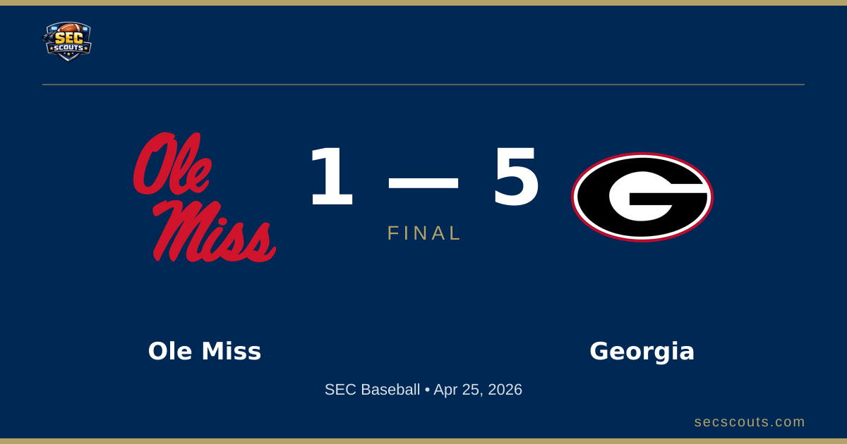 SEC Baseball: Georgia Bulldogs Defeats Ole Miss Rebels 5-1
