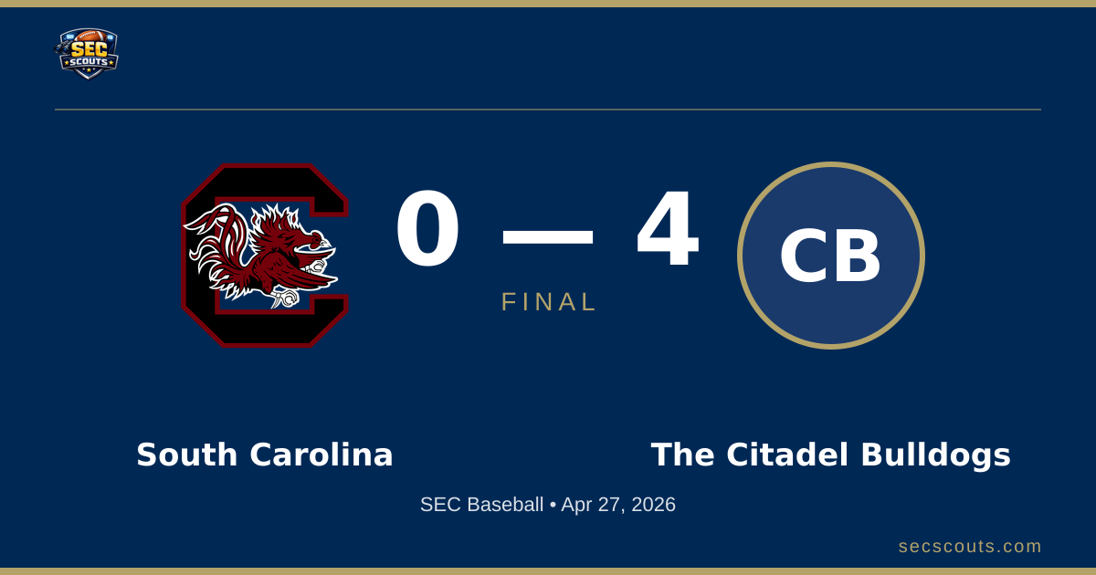 SEC Baseball: The Citadel Bulldogs Defeats South Carolina Gamecocks 4-0