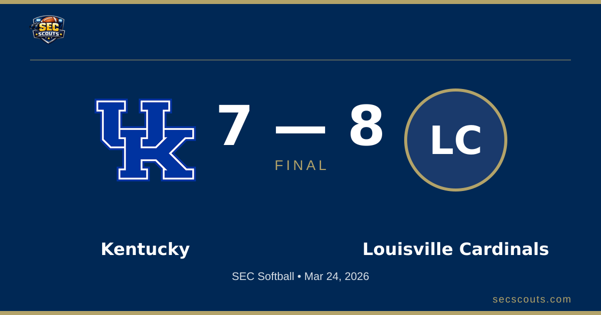 SEC Softball: Louisville Cardinals Defeats Kentucky Wildcats 8-7