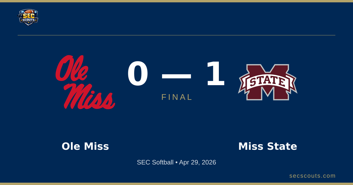 SEC Softball: Mississippi State Bulldogs Defeats Ole Miss Rebels 1-0