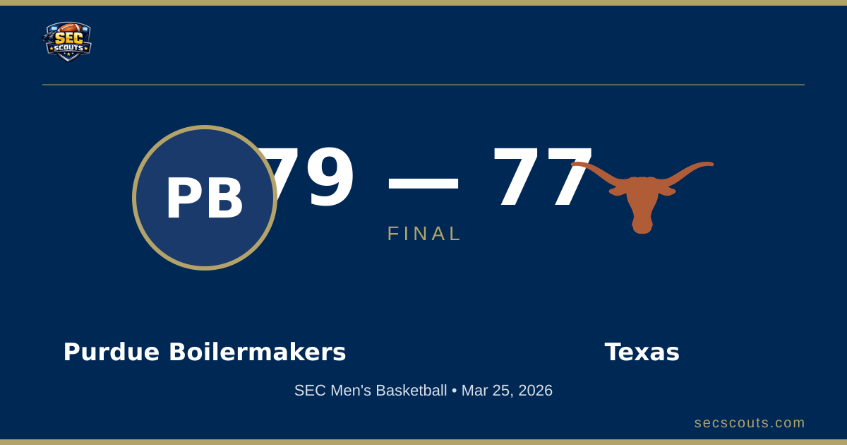 SEC Men's Basketball: Purdue Boilermakers Defeats Texas Longhorns 79-77