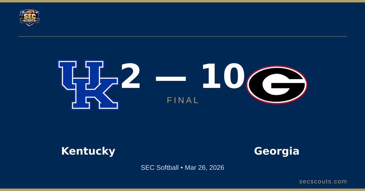 SEC Softball: Georgia Bulldogs Defeats Kentucky Wildcats 10-2