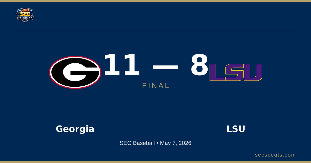 SEC Baseball: Georgia Bulldogs Defeats LSU Tigers 11-8