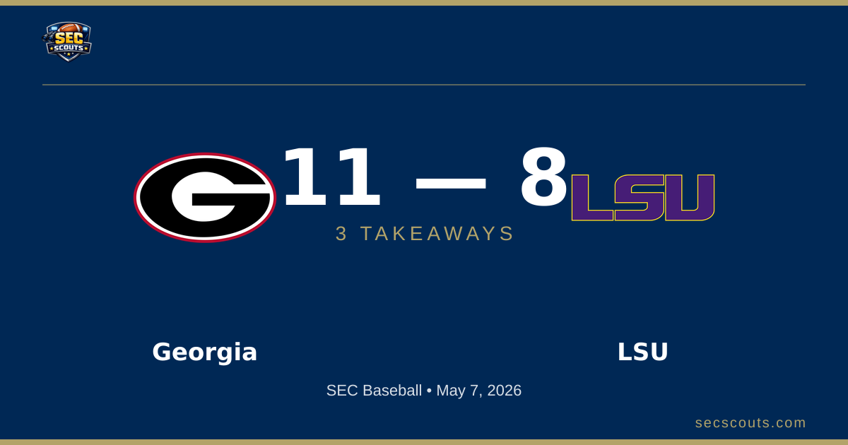3 Takeaways: Georgia Bulldogs Edges LSU Tigers 11-8