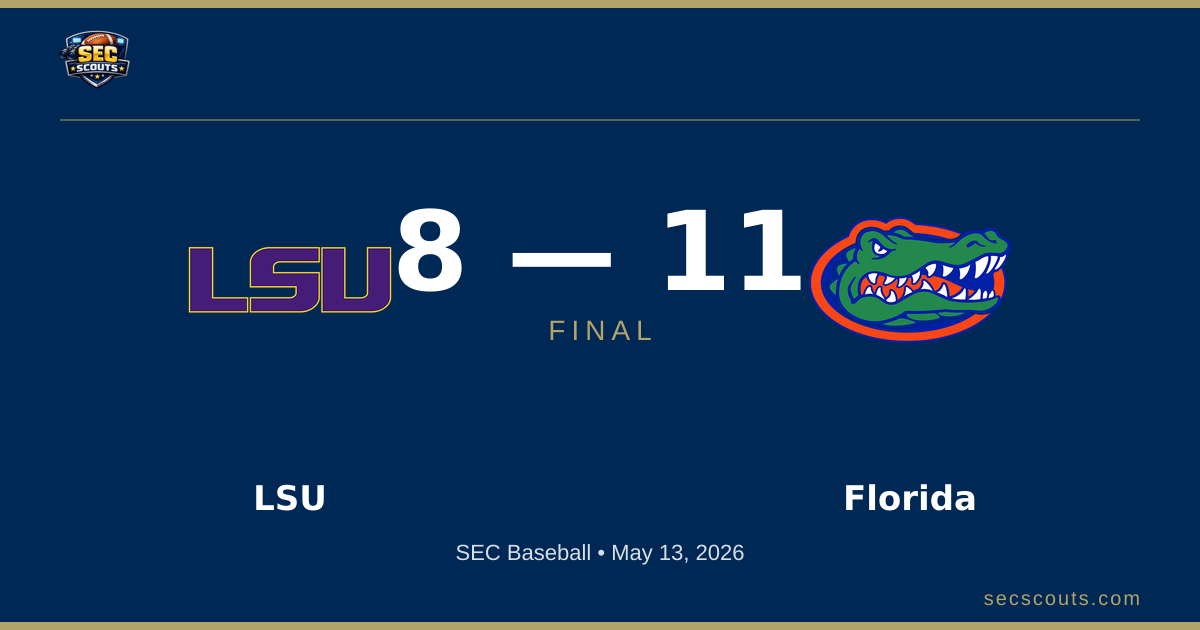 SEC Baseball: Florida Gators Defeats LSU Tigers 11-8