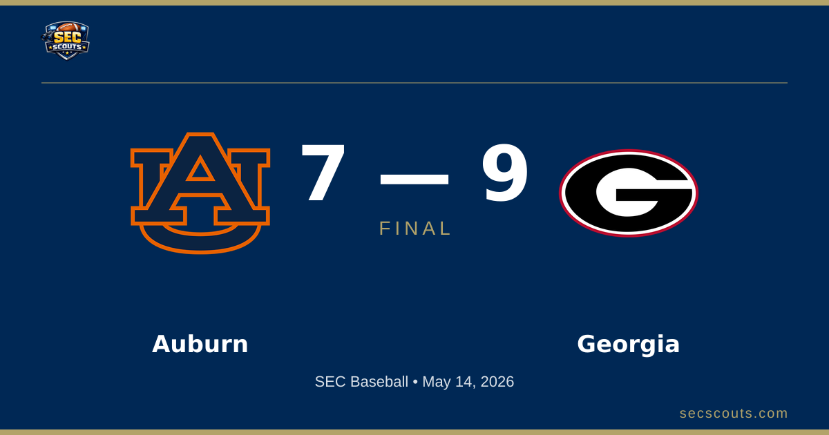 SEC Baseball: Georgia Bulldogs Defeats Auburn Tigers 9-7