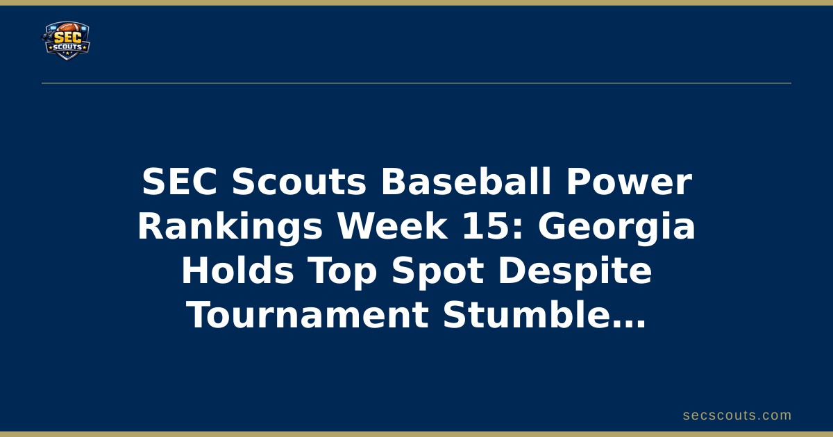 SEC Scouts Baseball Power Rankings Week 15: Georgia Holds Top Spot Despite Tournament Stumble as Bracket Chaos Erupts