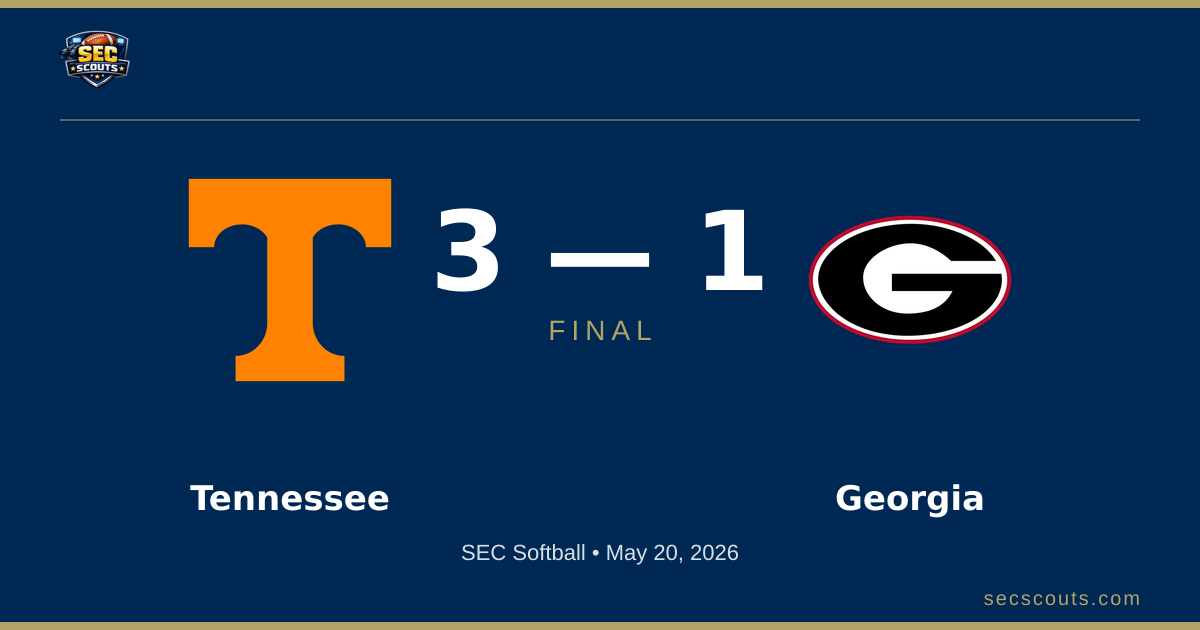 SEC Softball: Tennessee Lady Volunteers Defeats Georgia Bulldogs 3-1