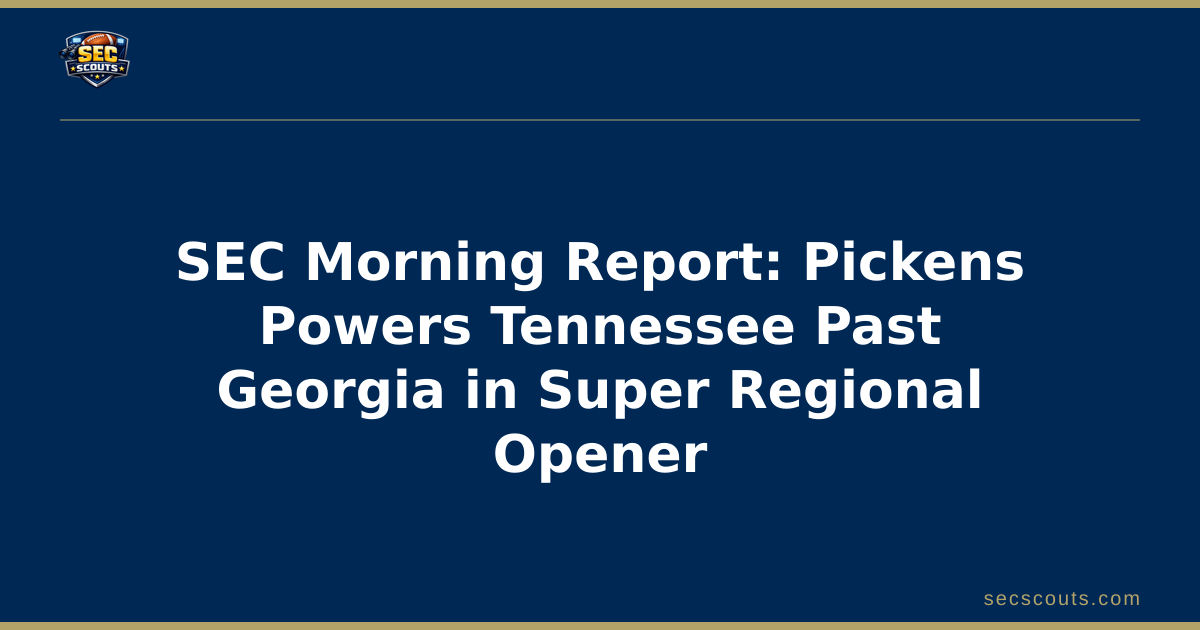 SEC Morning Report: Pickens Powers Tennessee Past Georgia in Super Regional Opener
