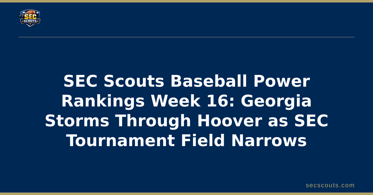 SEC Scouts Baseball Power Rankings Week 16: Georgia Storms Through Hoover as SEC Tournament Field Narrows