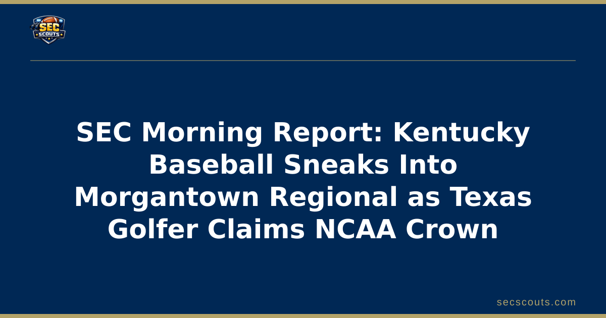 SEC Morning Report: Kentucky Baseball Sneaks Into Morgantown Regional as Texas Golfer Claims NCAA Crown