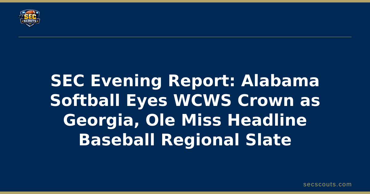 SEC Evening Report: Alabama Softball Eyes WCWS Crown as Georgia, Ole Miss Headline Baseball Regional Slate