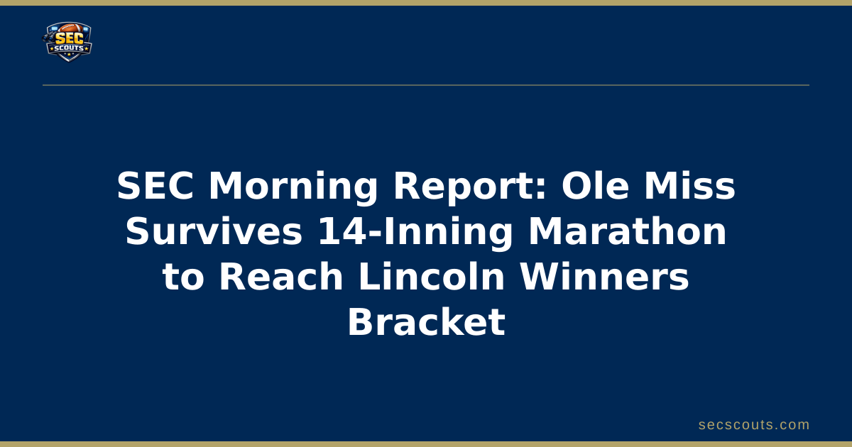 SEC Morning Report: Ole Miss Survives 14-Inning Marathon to Reach Lincoln Winners Bracket