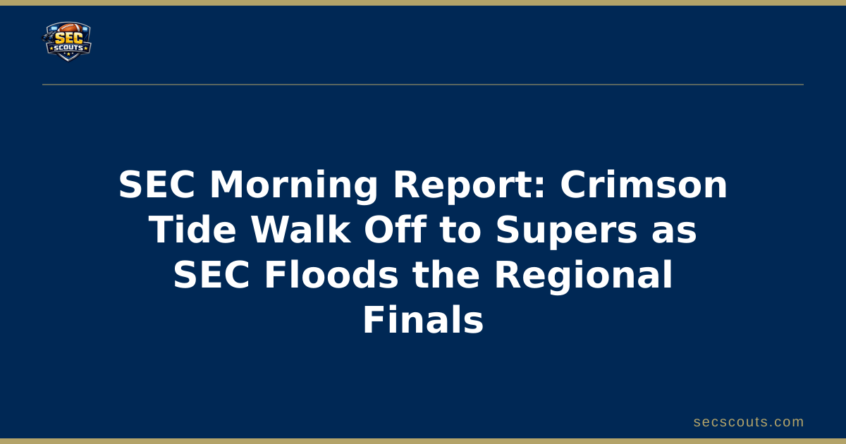 SEC Morning Report: Crimson Tide Walk Off to Supers as SEC Floods the Regional Finals