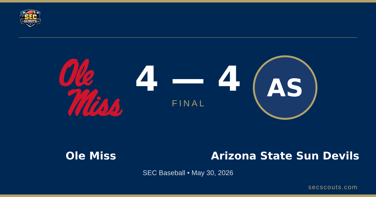 SEC Baseball: Arizona State Sun Devils Defeats Ole Miss Rebels 5-4