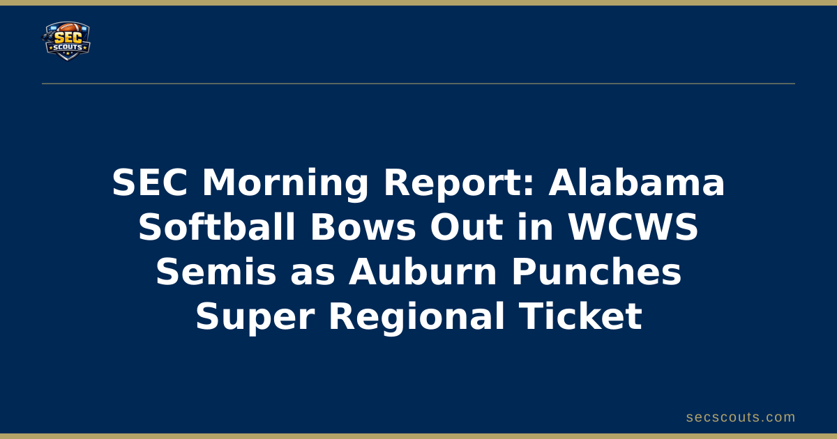SEC Morning Report: Alabama Softball Bows Out in WCWS Semis as Auburn Punches Super Regional Ticket