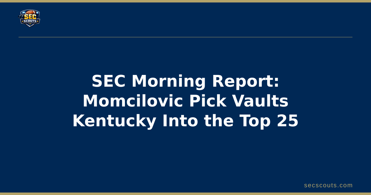 SEC Morning Report: Momcilovic Pick Vaults Kentucky Into the Top 25