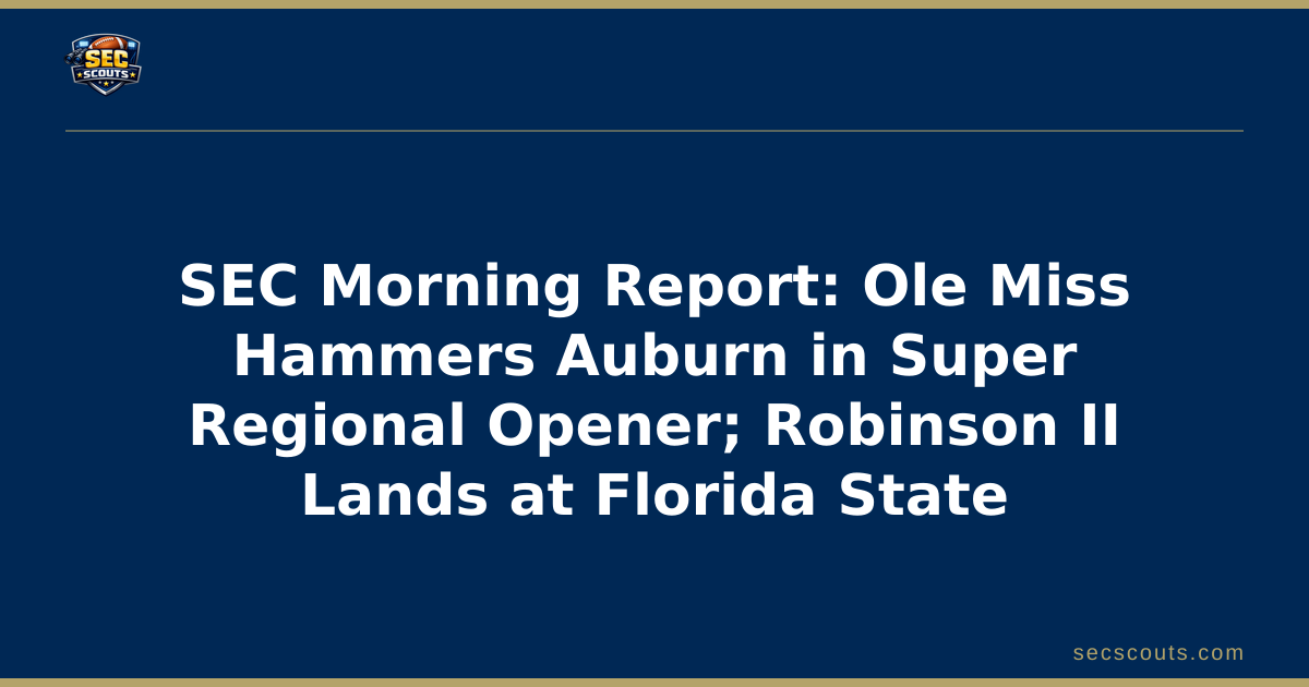 SEC Morning Report: Ole Miss Hammers Auburn in Super Regional Opener; Robinson II Lands at Florida State