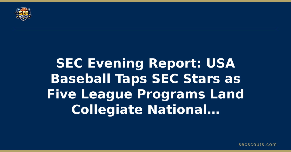 SEC Evening Report: USA Baseball Taps SEC Stars as Five League Programs Land Collegiate National Team Spots