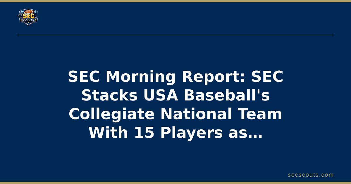 SEC Morning Report: SEC Stacks USA Baseball's Collegiate National Team With 15 Players as Texas, Ole Miss Stars Make the Cut