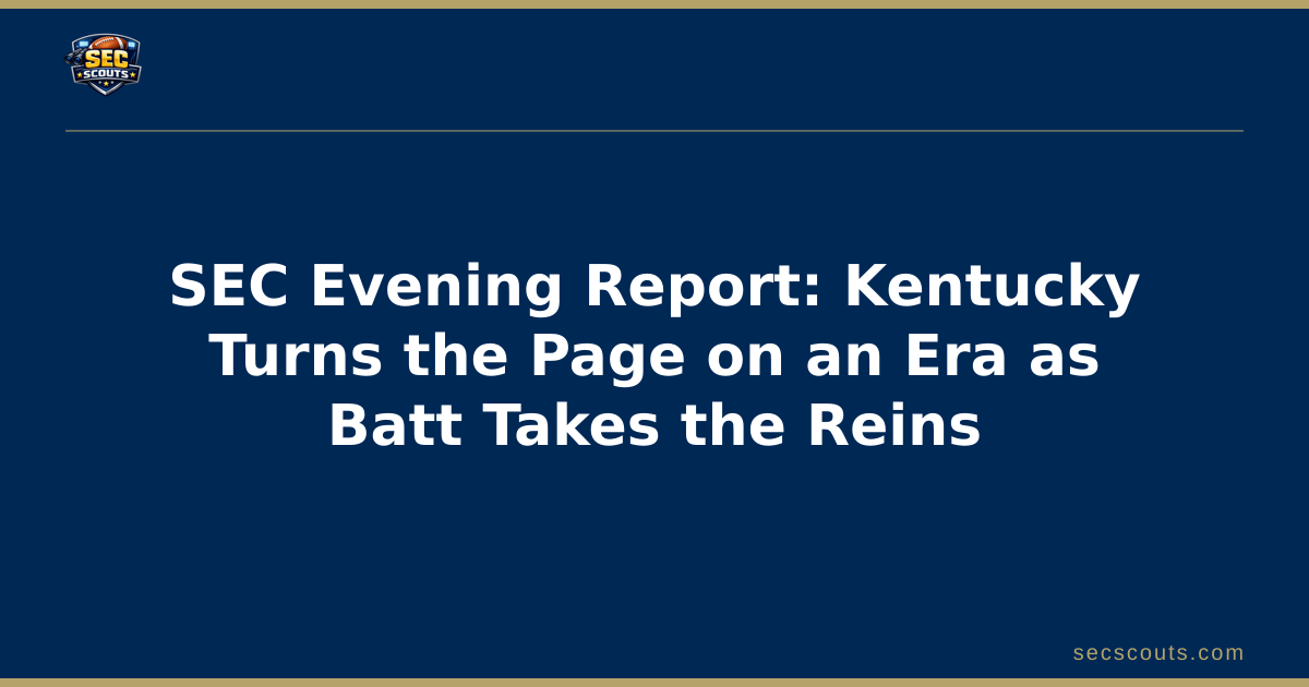 SEC Evening Report: Kentucky Turns the Page on an Era as Batt Takes the Reins