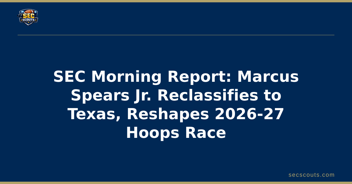SEC Morning Report: Marcus Spears Jr. Reclassifies to Texas, Reshapes 2026-27 Hoops Race