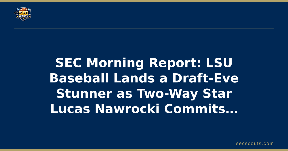 SEC Morning Report: LSU Baseball Lands a Draft-Eve Stunner as Two-Way Star Lucas Nawrocki Commits to Campus