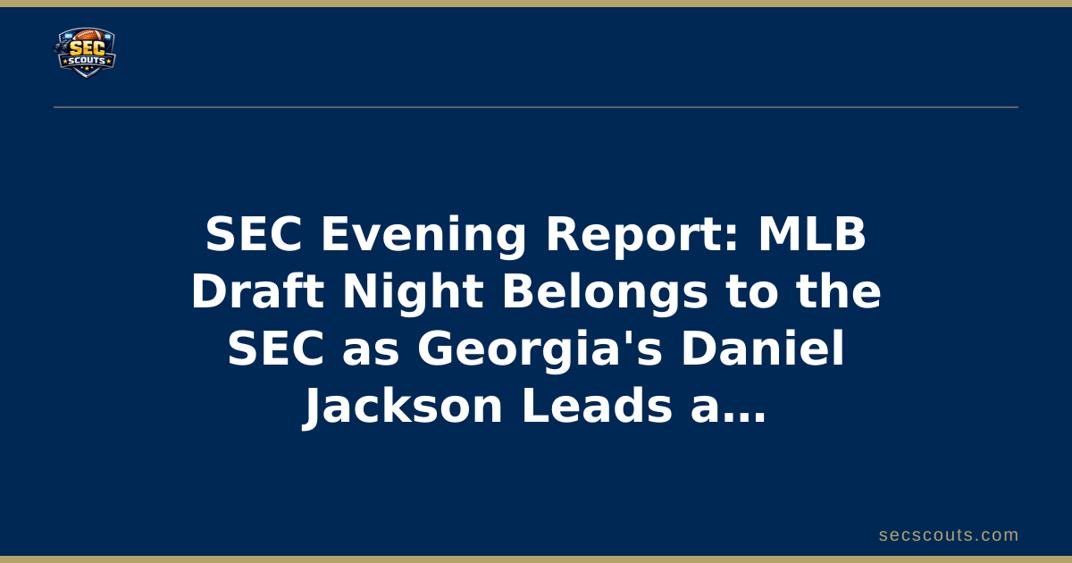 SEC Evening Report: MLB Draft Night Belongs to the SEC as Georgia's Daniel Jackson Leads a First-Round Rush