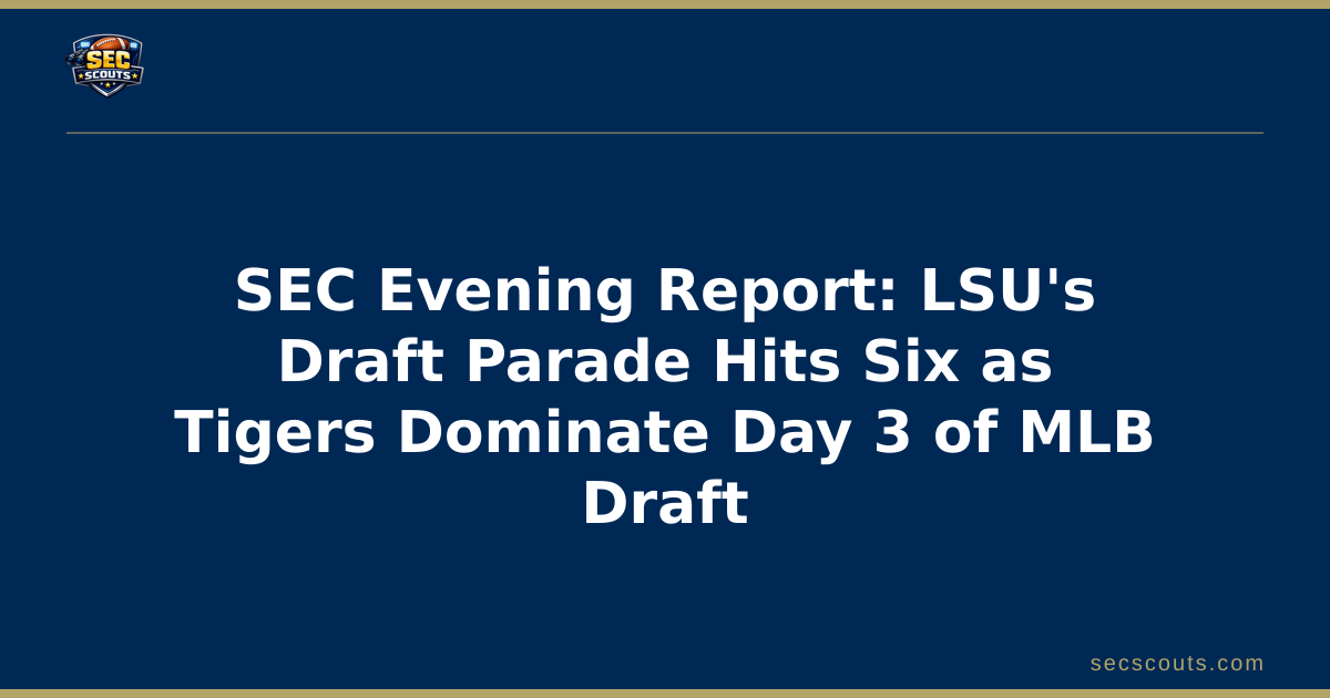 SEC Evening Report: LSU's Draft Parade Hits Six as Tigers Dominate Day 3 of MLB Draft