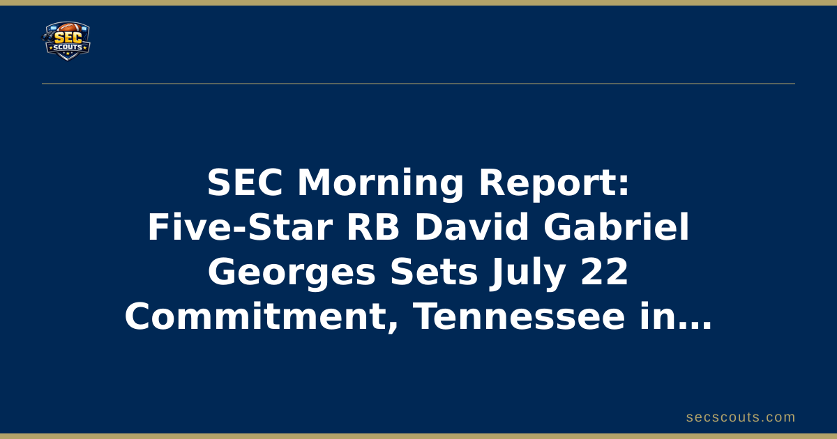 SEC Morning Report: Five-Star RB David Gabriel Georges Sets July 22 Commitment, Tennessee in the Hunt