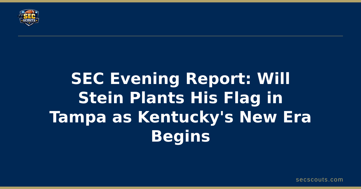 SEC Evening Report: Will Stein Plants His Flag in Tampa as Kentucky's New Era Begins
