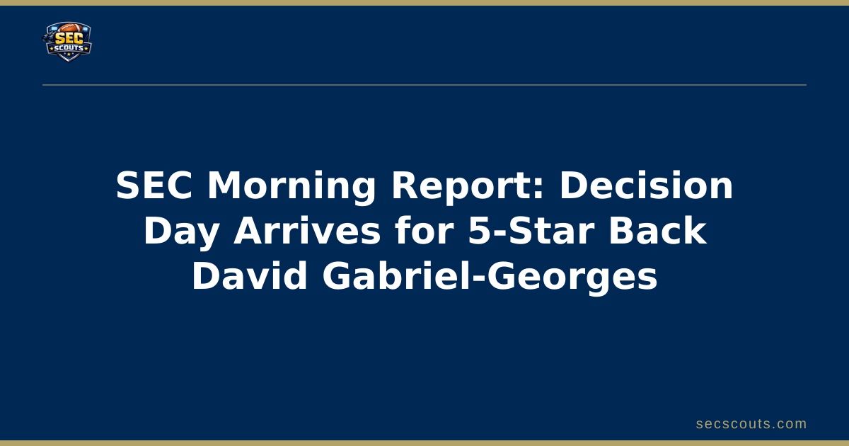 SEC Morning Report: Decision Day Arrives for 5-Star Back David Gabriel-Georges