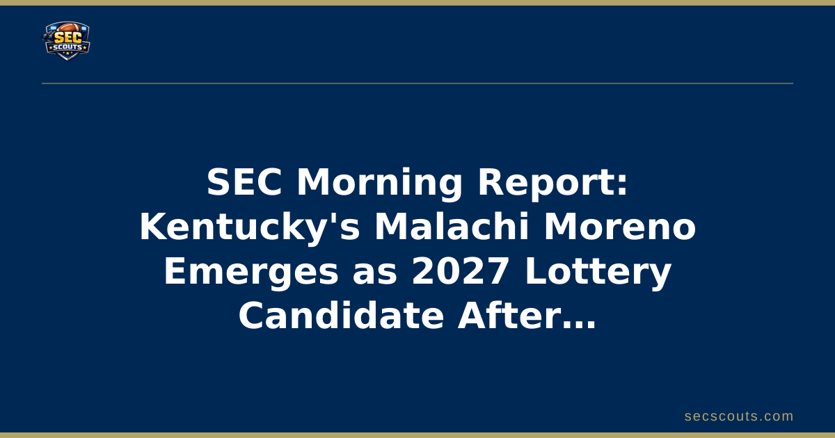 SEC Morning Report: Kentucky's Malachi Moreno Emerges as 2027 Lottery Candidate After Draft Decision Pays Early Dividends