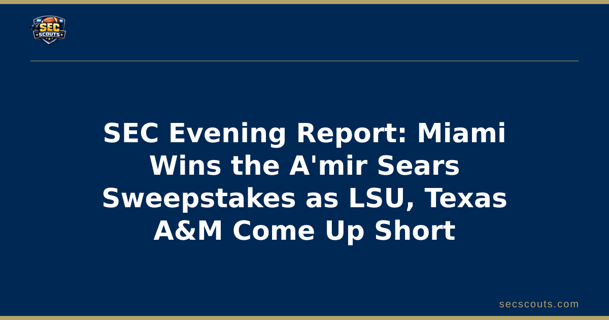 SEC Evening Report: Miami Wins the A'mir Sears Sweepstakes as LSU, Texas A&M Come Up Short