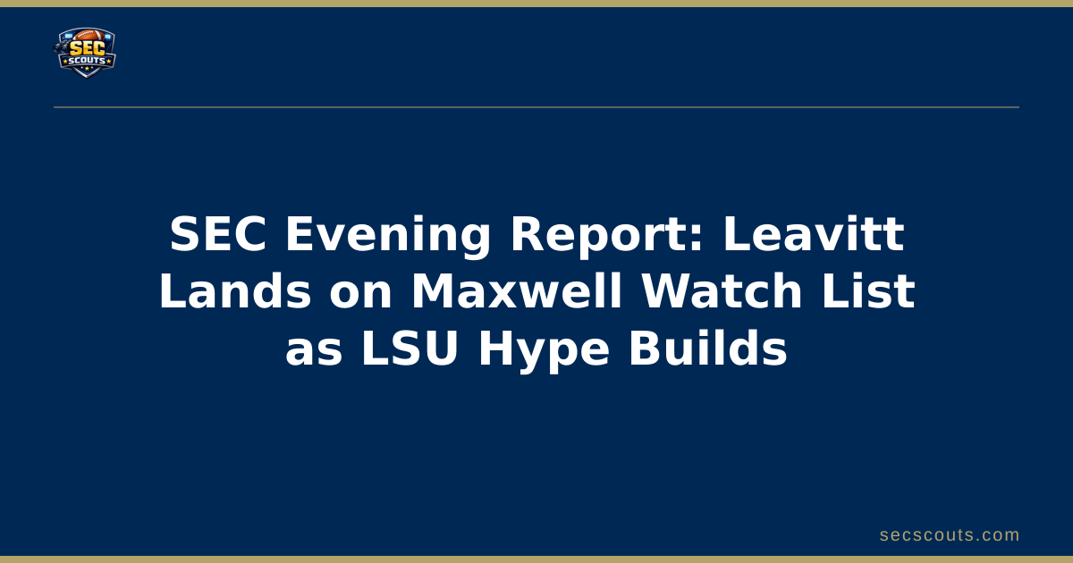 SEC Evening Report: Leavitt Lands on Maxwell Watch List as LSU Hype Builds
