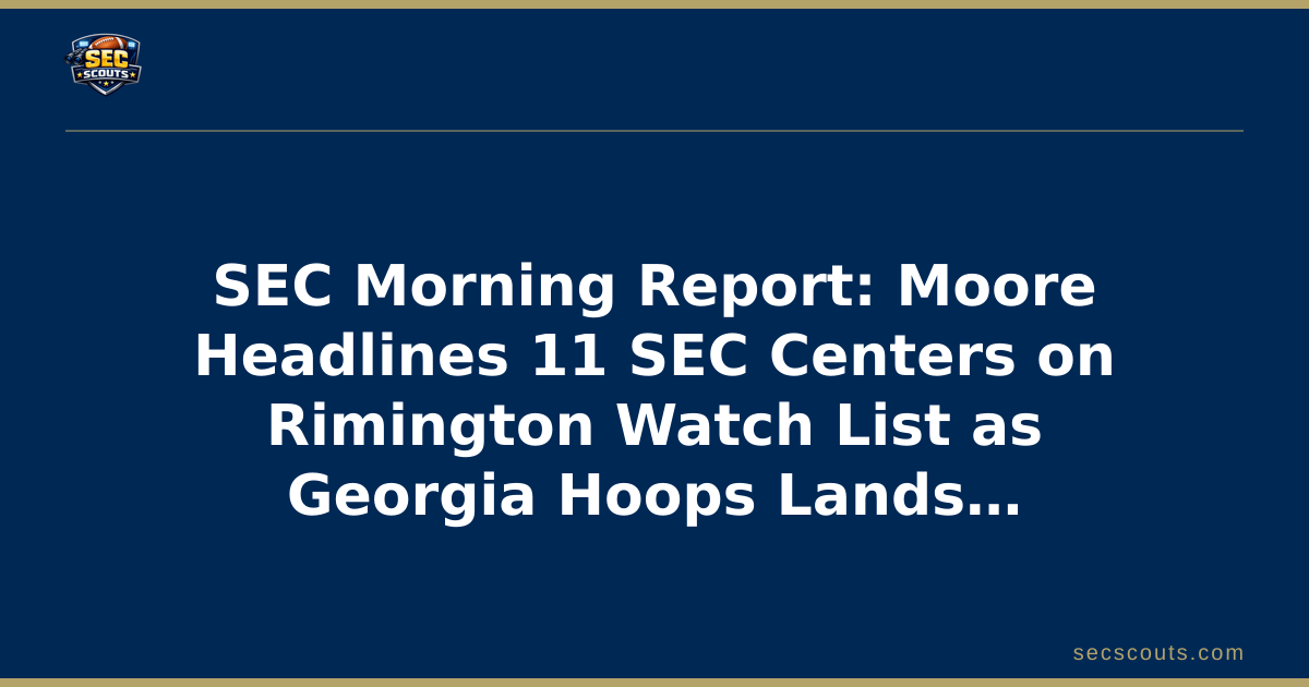 SEC Morning Report: Moore Headlines 11 SEC Centers on Rimington Watch List as Georgia Hoops Lands 2027 Cornerstone