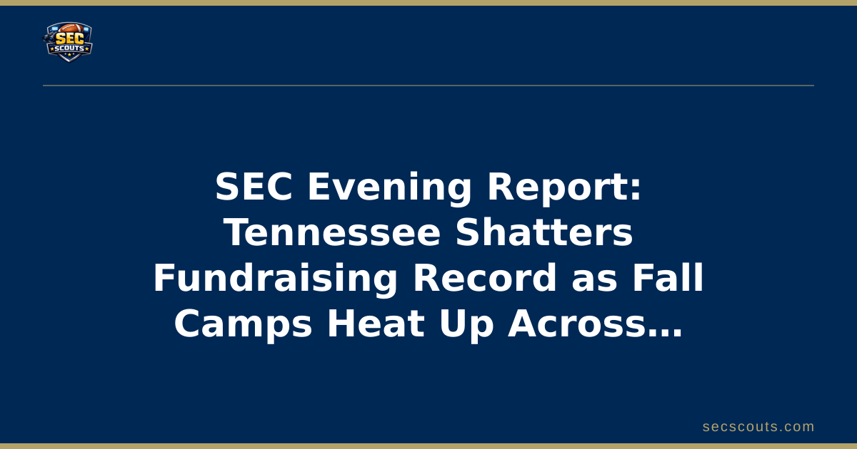 SEC Evening Report: Tennessee Shatters Fundraising Record as Fall Camps Heat Up Across the League