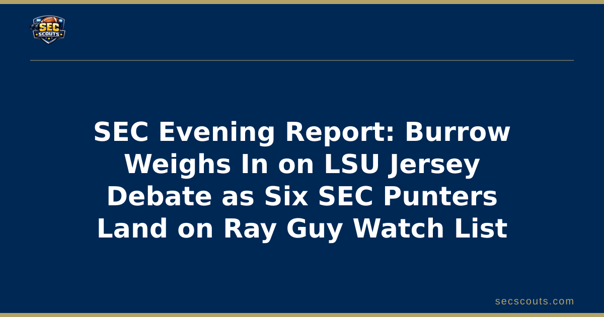 SEC Evening Report: Burrow Weighs In on LSU Jersey Debate as Six SEC Punters Land on Ray Guy Watch List