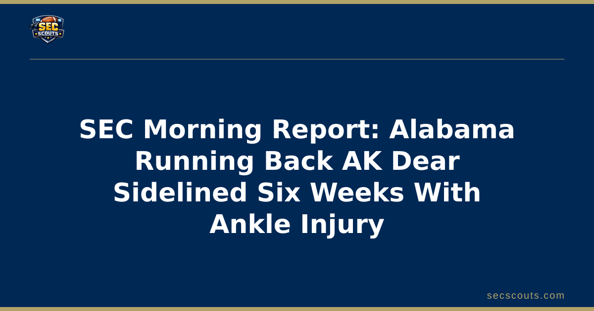 SEC Morning Report: Alabama Running Back AK Dear Sidelined Six Weeks With Ankle Injury