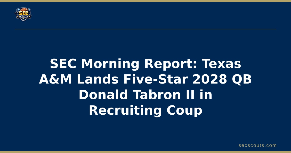 SEC Morning Report: Texas A&M Lands Five-Star 2028 QB Donald Tabron II in Recruiting Coup