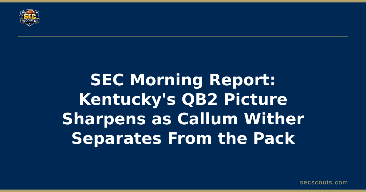 SEC Morning Report: Kentucky's QB2 Picture Sharpens as Callum Wither Separates From the Pack