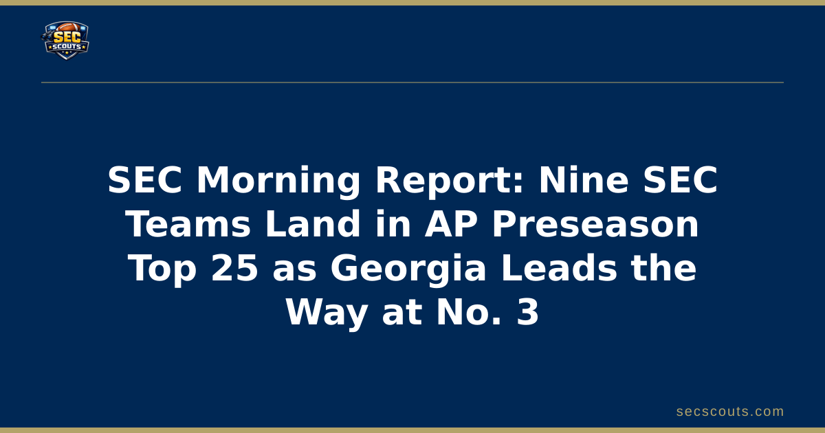 SEC Morning Report: Nine SEC Teams Land in AP Preseason Top 25 as Georgia Leads the Way at No. 3