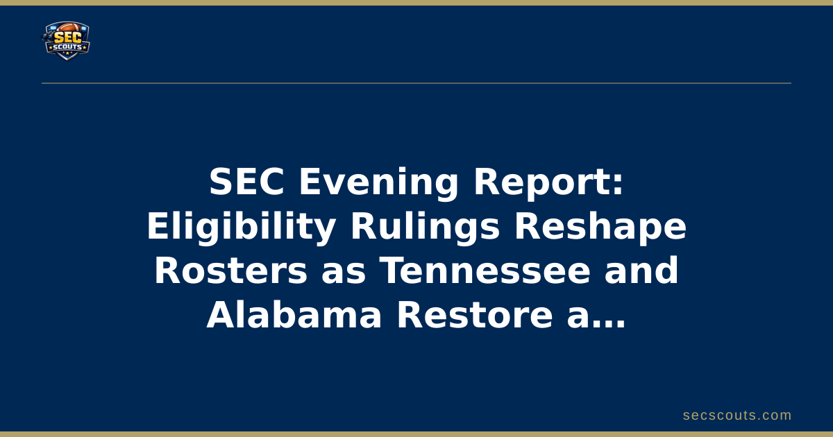SEC Evening Report: Eligibility Rulings Reshape Rosters as Tennessee and Alabama Restore a 1970 Tradition