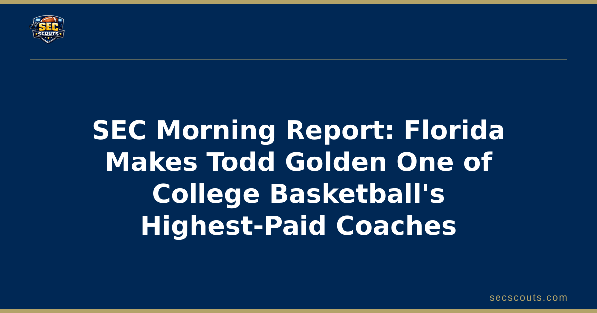 SEC Morning Report: Florida Makes Todd Golden One of College Basketball's Highest-Paid Coaches