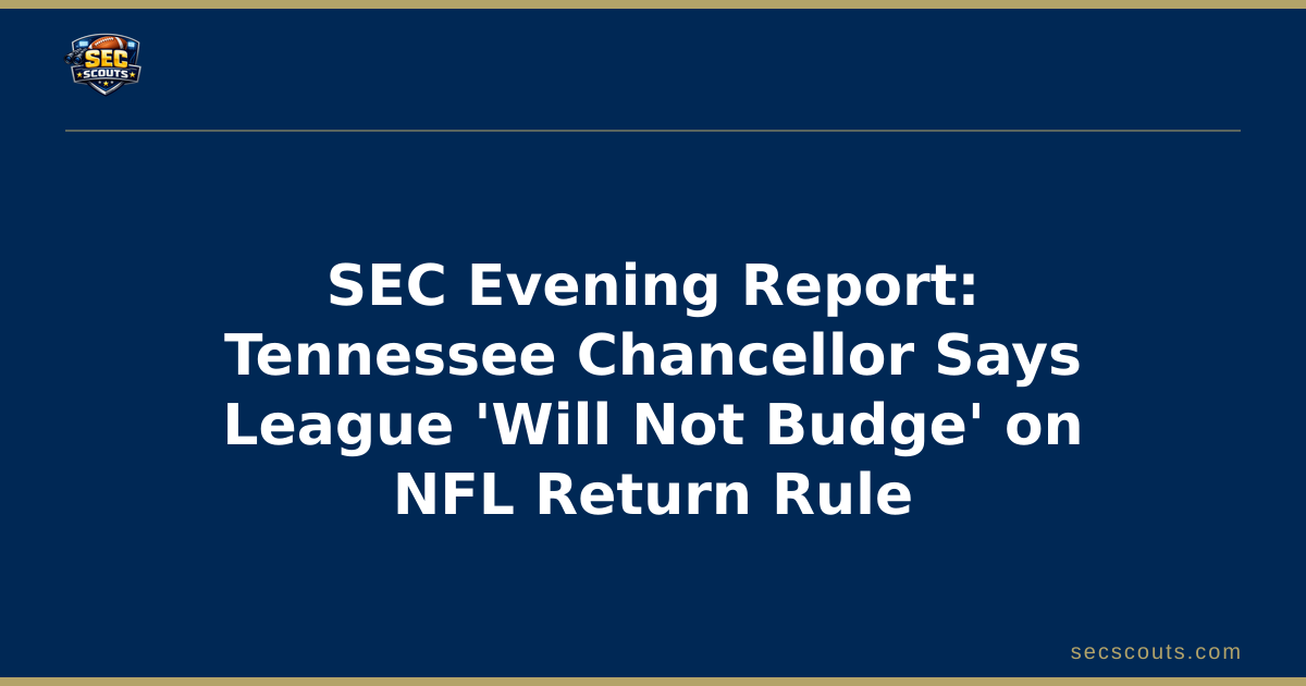 SEC Evening Report: Tennessee Chancellor Says League 'Will Not Budge' on NFL Return Rule